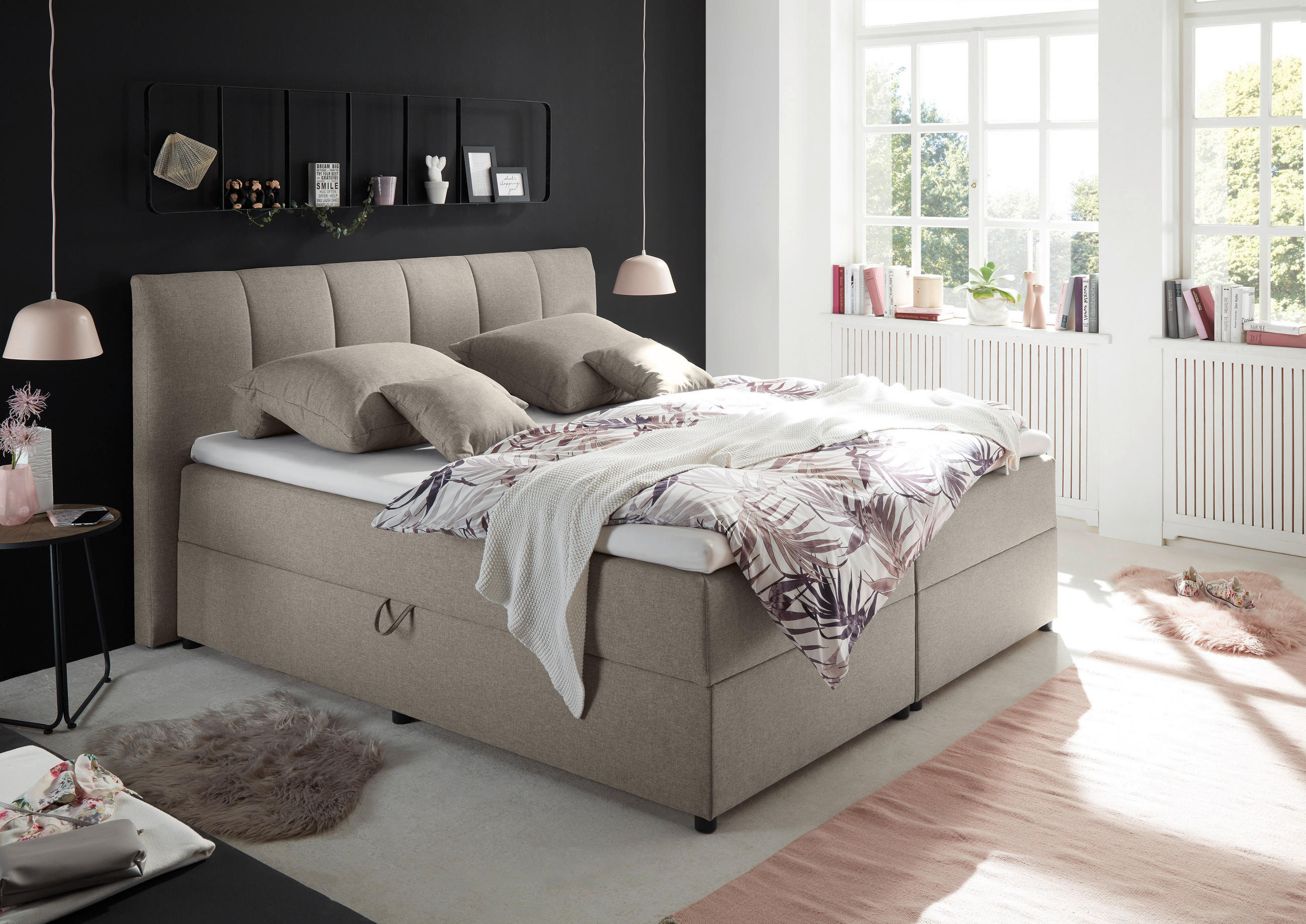 BOXSPRINGBETT 180/200 cm  in Schlammfarben  - Schlammfarben/Schwarz, Basics, Kunststoff/Textil (180/200cm) - MID.YOU