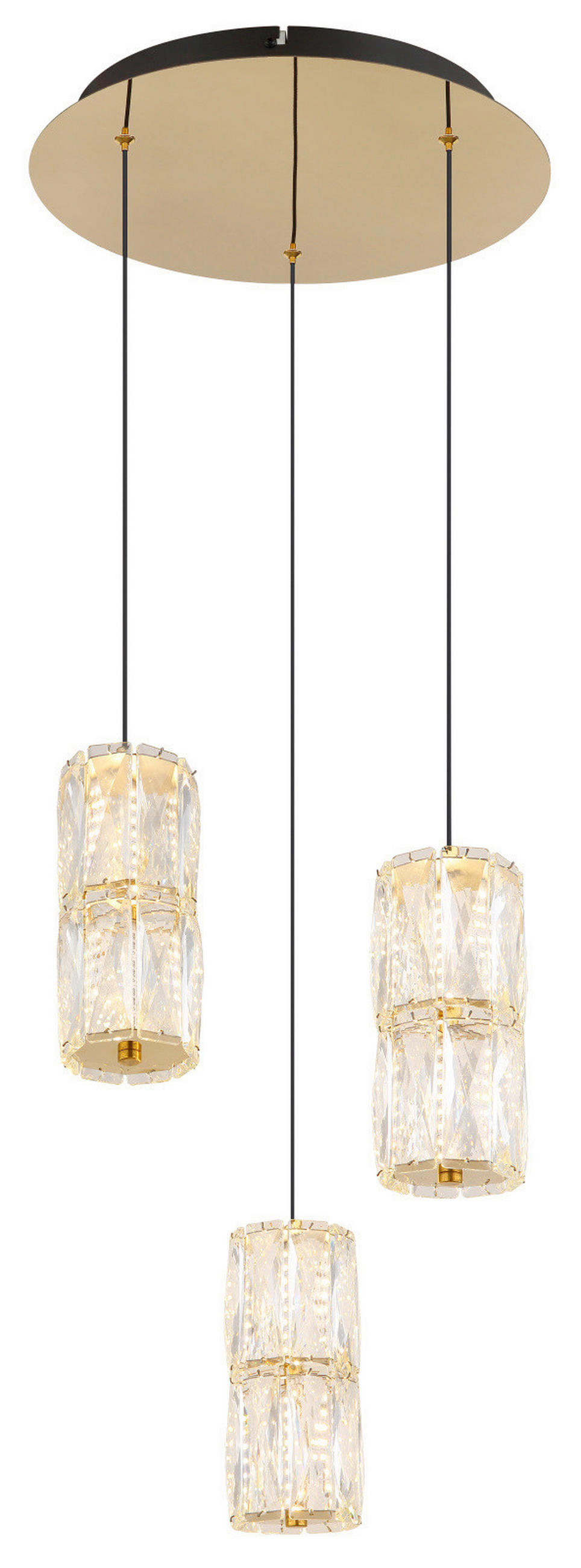 LED-HÄNGELEUCHTE STEFANIE 36/150 cm   - Goldfarben/Schwarz, KONVENTIONELL, Glas/Kunststoff (36/150cm) - Globo