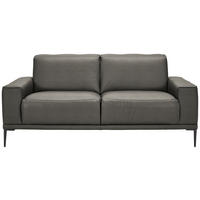 2-SITZER-SOFA Echtleder Dunkelgrau  - Dunkelgrau/Schwarz, Design, Leder/Metall (180/82/92cm) - Johann Jakob