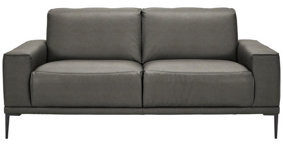 2-SITZER-SOFA  in Echtleder Dunkelgrau   - Dunkelgrau/Schwarz, Design, Leder/Metall (180/82/92cm) - Johann Jakob