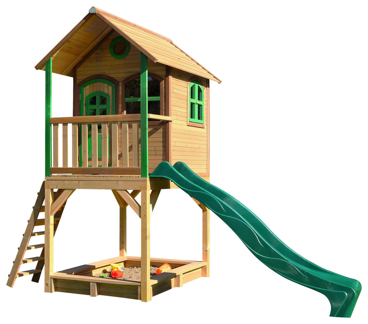 SPIELTURM 370/291/191 cm SPIELTURM SARAH  - Braun/Grün, KONVENTIONELL, Holz/Kunststoff (370/291/191cm) - Ambia Garden