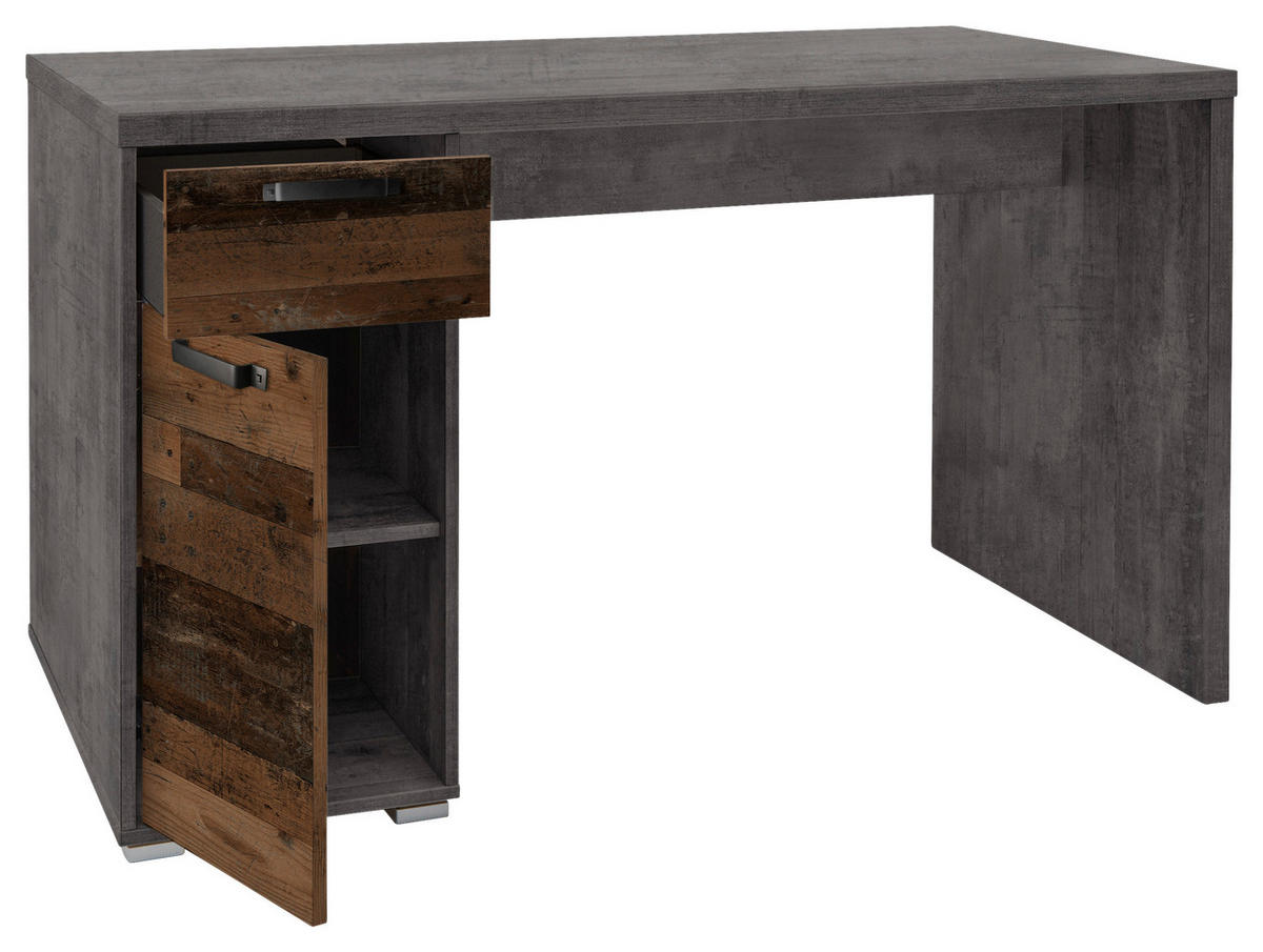 SCHREIBTISCH 130/70/71,2 cm  in Braun, Grau  - Graphitfarben/Braun, Trend, Holzwerkstoff/Kunststoff (130/70/71,2cm) - Ti'me