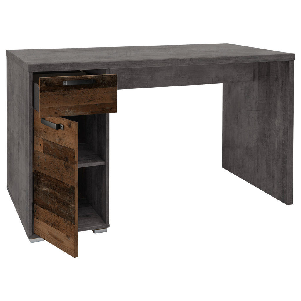 Thumbnail - Ti'me Schreibtisch, Braun, Grau, Kunststoff, 1 Schubladen, rechteckig, Wange, 70x71.2x130 cm, Stauraum, Arbeitszimmer, S...