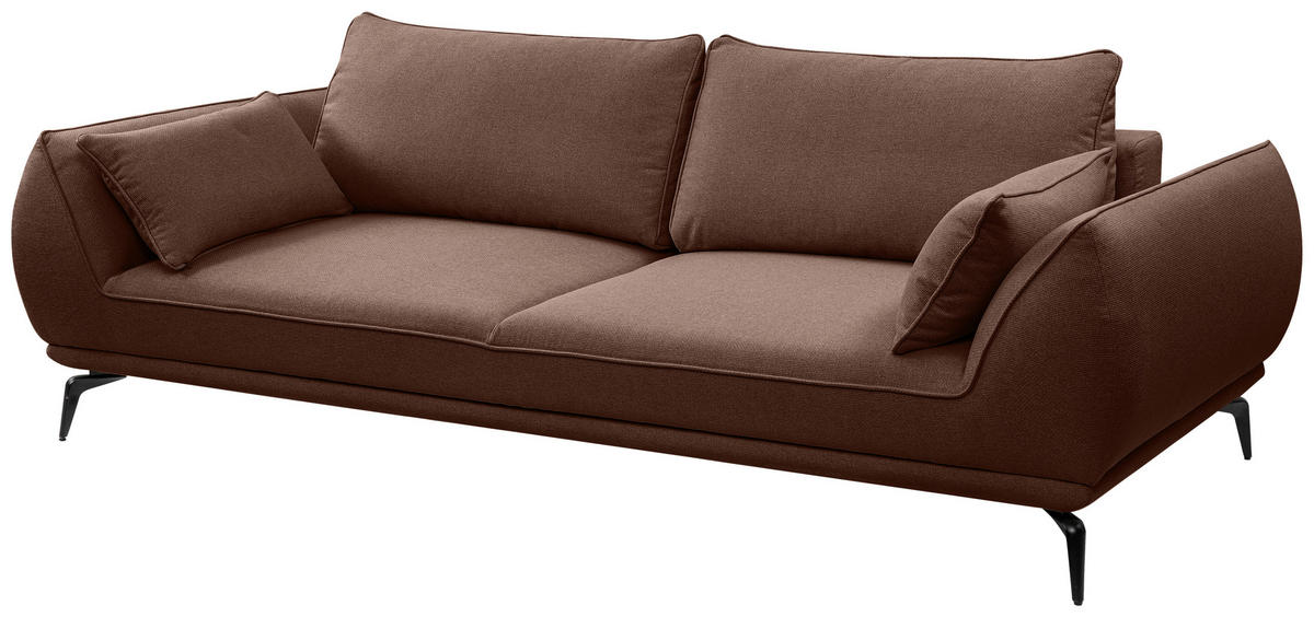 3-SITZER-SOFA in Webstoff Braun  - Creme/Schwarz, MODERN, Textil/Metall (249/86/118cm) - MID.YOU