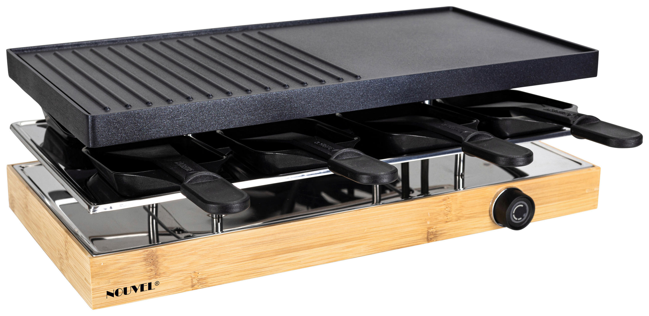 RACLETTE-GRILL  - Design, Holz/Metall (42/14/21cm) - Novel
