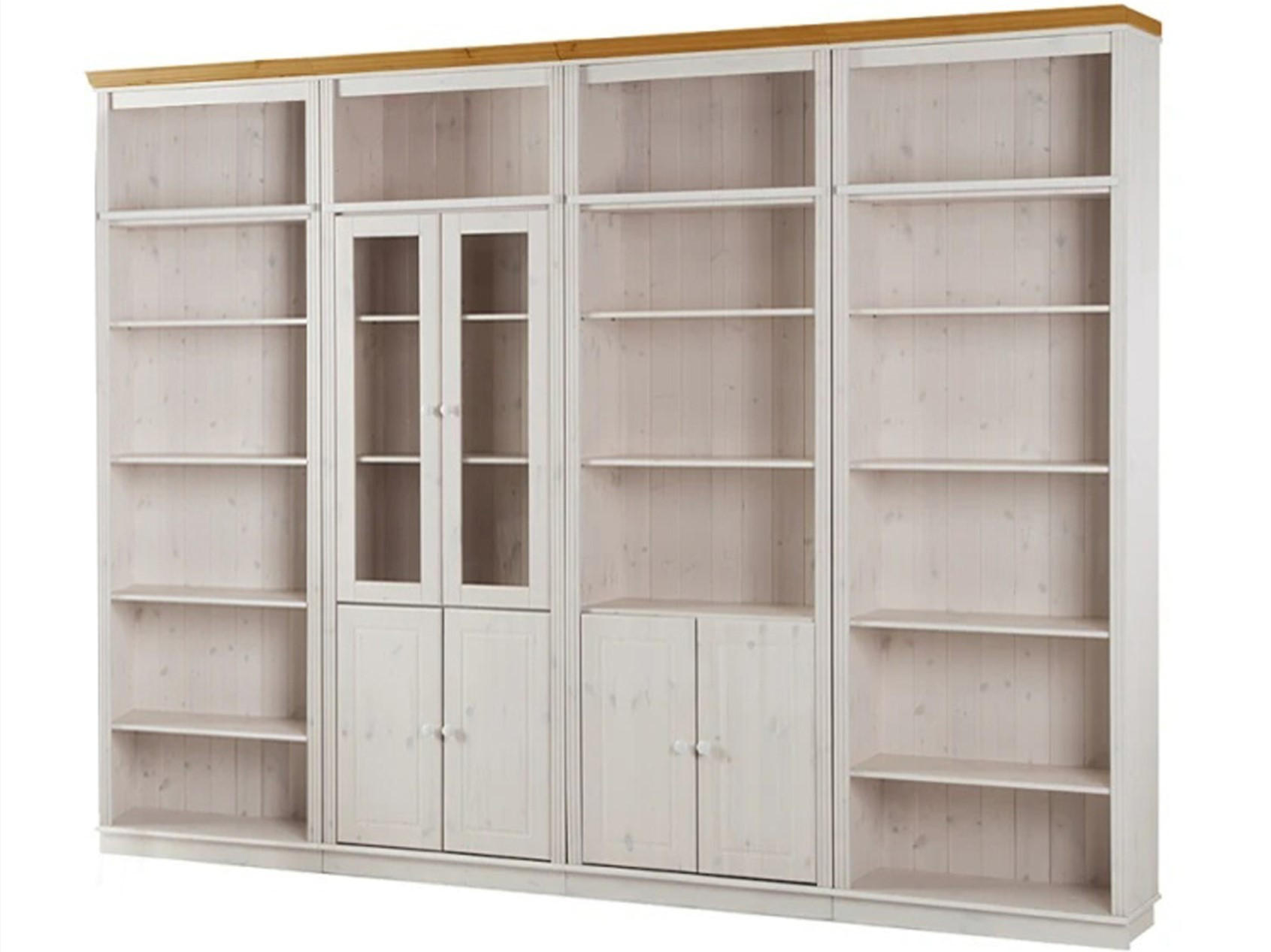 WOHNWAND Lillehammer 4-teilig  in Kieferfarben, Honig  296/223/34 cm  - Kieferfarben/Honig, Design, Glas/Holz (296/223/34cm) - Livetastic