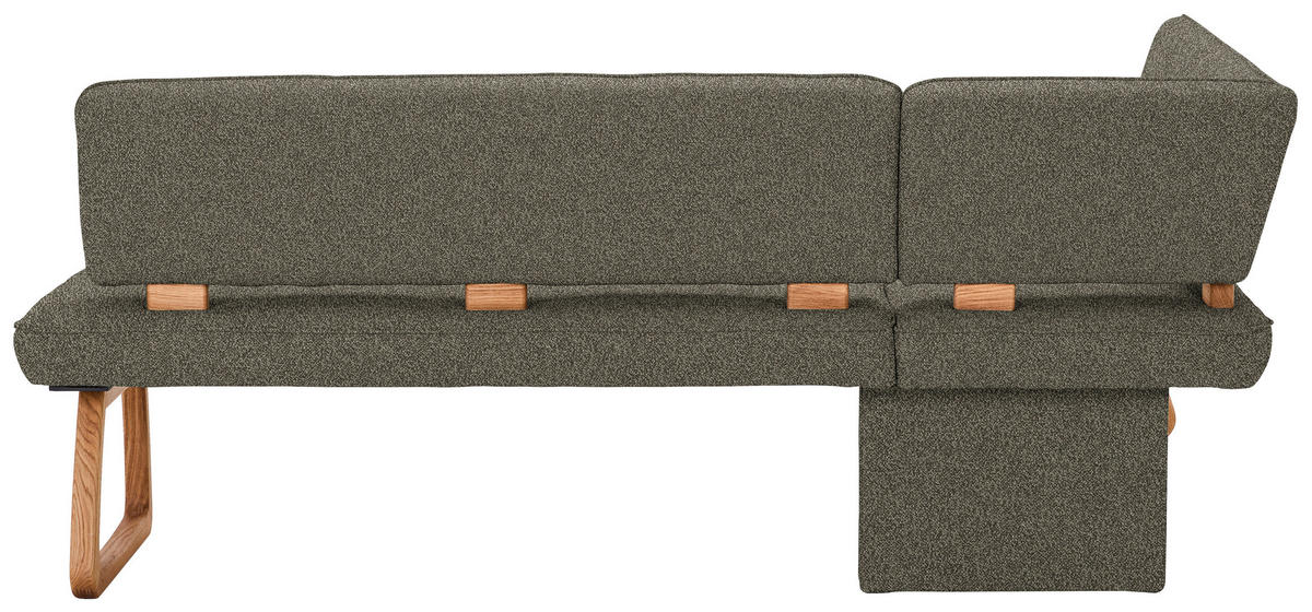 ECKBANK 155/208 cm Webstoff, Mikrofaser Grün Eiche vollmassiv   - Grün, KONVENTIONELL, Holz/Textil (155/208cm) - Venda