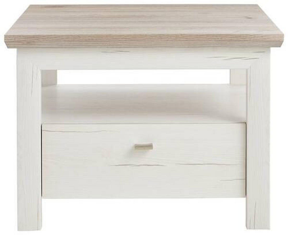 BEISTELLTISCH in Holzwerkstoff 65/65/46,6 cm  - Weiss/Grau, Konventionell, Holzwerkstoff/Metall (65/65/46,6cm) - Hom`in