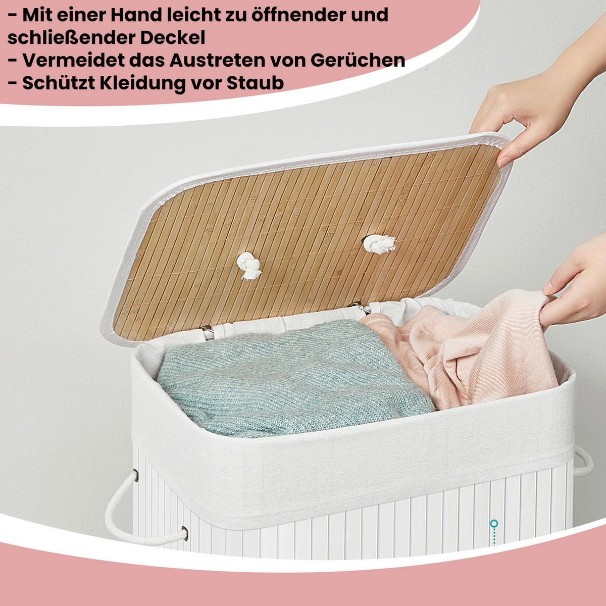 WÄSCHEKORB - Weiß, Basics, Naturmaterialien/Textil (40/60/30cm)