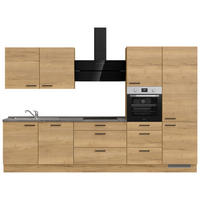 KÜCHENBLOCK 330 cm   in Eichefarben, Schieferfarben  - Schieferfarben/Eichefarben, MODERN, Holzwerkstoff/Metall (330cm) - Nobilia