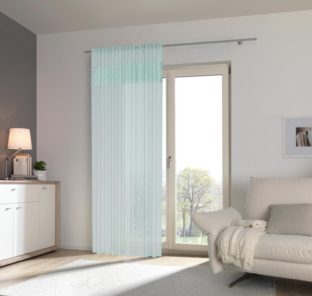 FERTIGVORHANG halbtransparent  - Mintgrün, KONVENTIONELL, Textil (140/245cm) - Esposa