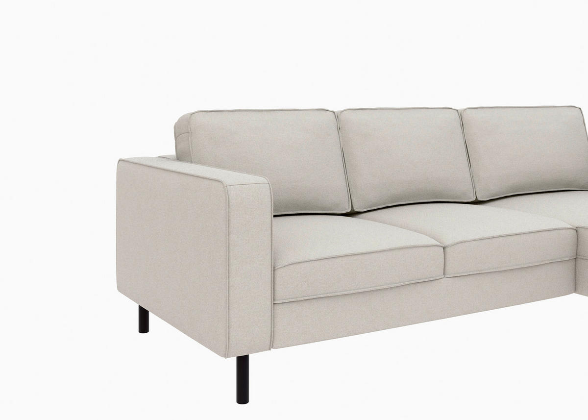 ECKSOFA WATKINS Sandfarben Struktur  - Sandfarben/Schwarz, MODERN, Textil/Metall (232/161cm) - Trendmanufaktur