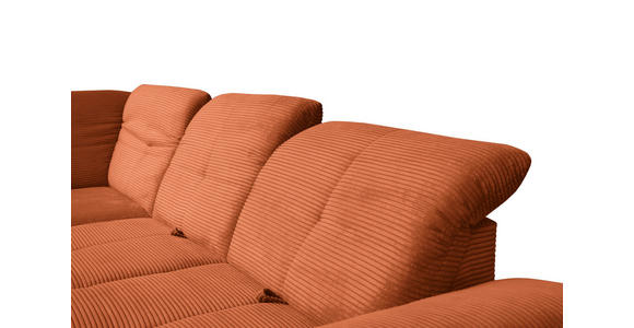 ECKSOFA in Cord Rostfarben  - Rostfarben/Schwarz, Design, Textil/Metall (242/313cm) - Xora