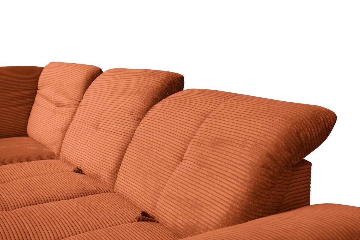 ECKSOFA in Cord Rostfarben  - Rostfarben/Schwarz, Design, Textil/Metall (242/313cm) - Xora