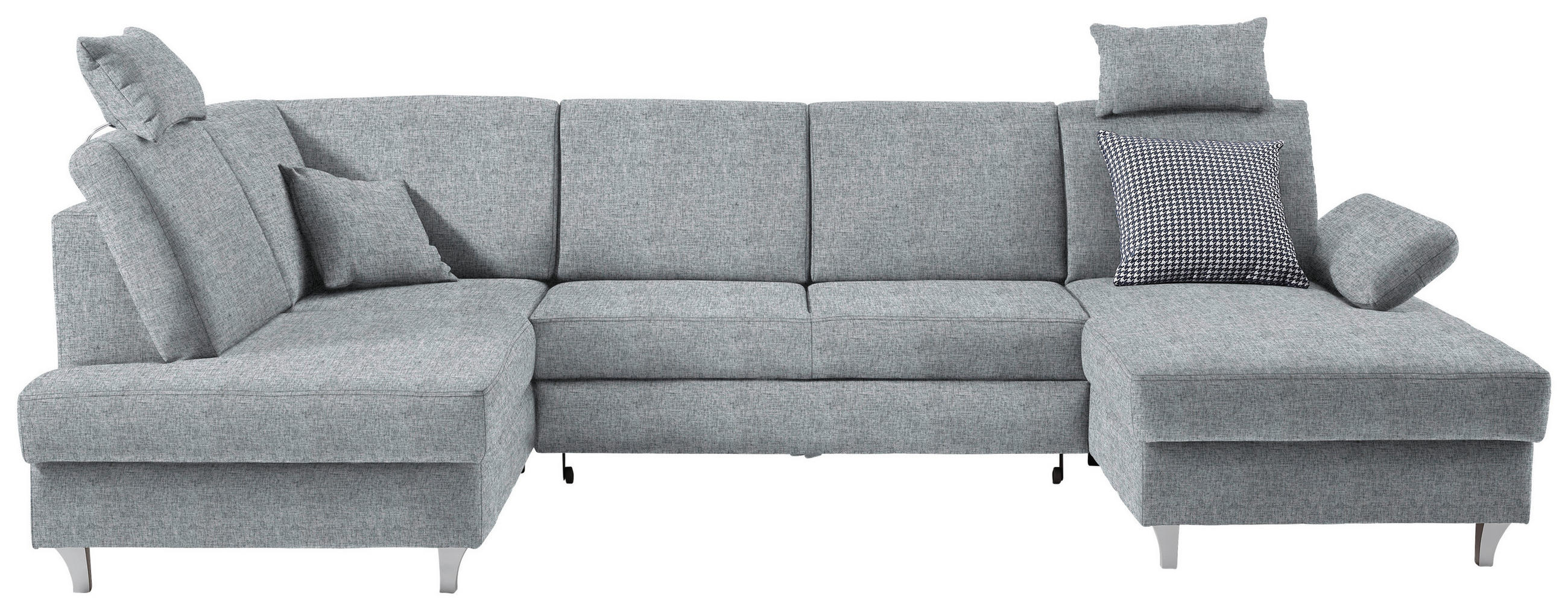 WOHNLANDSCHAFT Webstoff Hellgrau  - Silberfarben/Hellgrau, Konventionell, Holz/Textil (186/322/167cm) - Cantus