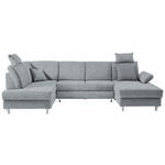 WOHNLANDSCHAFT  in Webstoff Hellgrau  - Silberfarben/Hellgrau, KONVENTIONELL, Holz/Textil (186/322/167cm) - Cantus