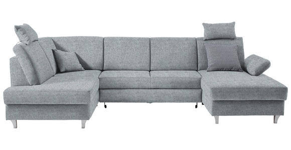 WOHNLANDSCHAFT  in Webstoff Hellgrau  - Silberfarben/Hellgrau, KONVENTIONELL, Holz/Textil (186/322/167cm) - Cantus