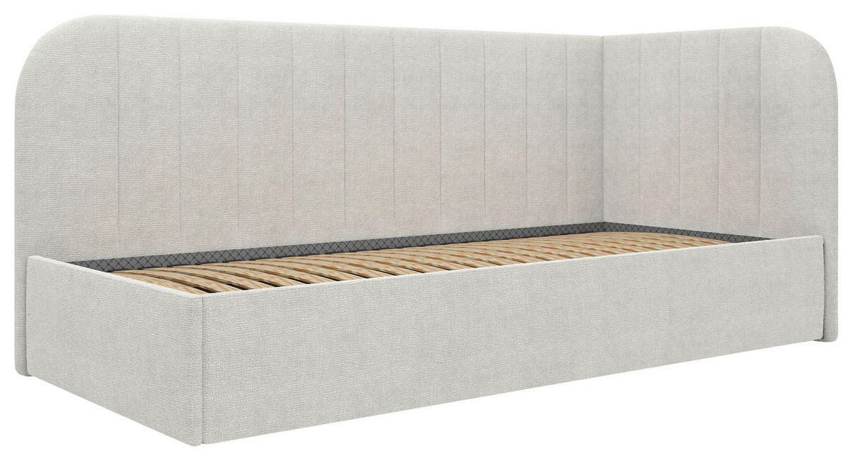 POLSTERBETT gepolstertes Kopfteil, Lattenrost, Bettkasten Beige 90/200 cm  - Beige/Schwarz, MODERN, Holz/Holzwerkstoff (90/200cm) - MID.YOU