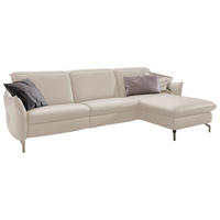 ECKSOFA Weiß Echtleder  - Weiß/Nickelfarben, MODERN, Leder/Metall (233/179cm) - Livetastic