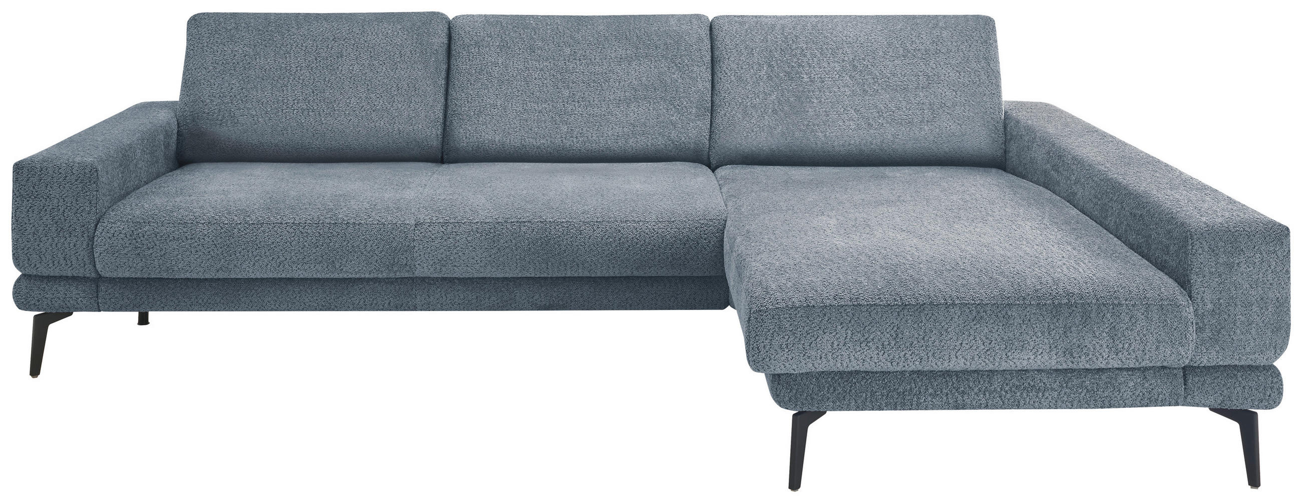 ECKSOFA Blau Chenille - Blau/Schwarz, KONVENTIONELL, Textil/Metall (294/184cm) - SetOne by Musterring