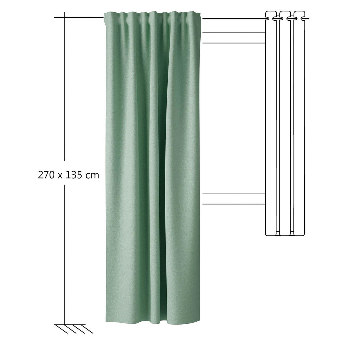 VERDUNKELUNGSVORHANG black-out (lichtundurchlässig)  - Grün, Basics, Textil (135/270cm) - Fuggerhaus