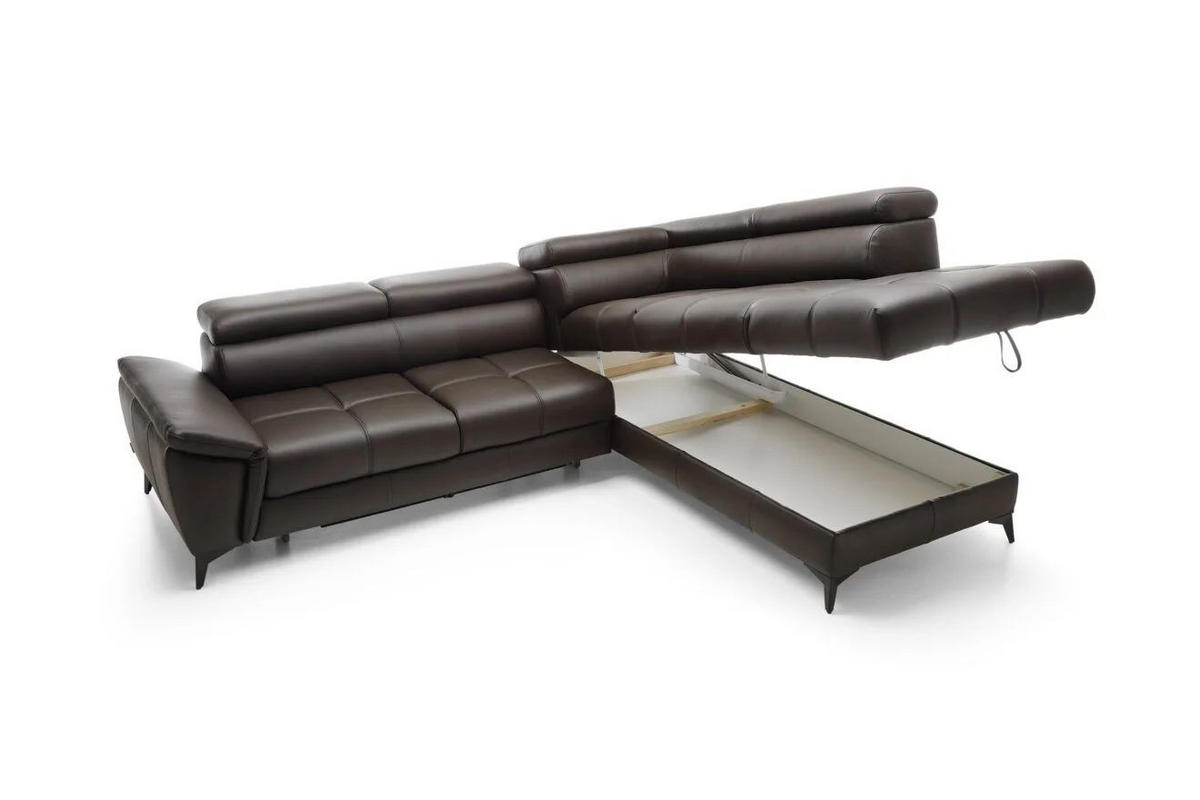 UGAONA GARNITURA tamnobraon  - tamnobraon/crna, Moderno, koža/metal (265x222/75-95/98cm) - Welnova