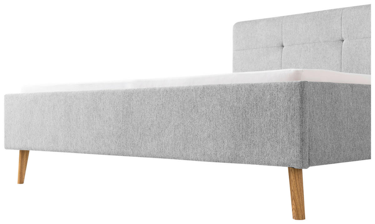 POLSTERBETT 180/200 cm  in Grau  - Eichefarben/Grau, Basics, Holz/Textil (180/200cm) - Xora