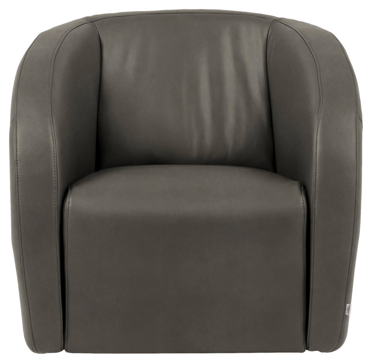 SESSEL in Echtleder Grau  - Schwarz/Grau, Design, Leder/Kunststoff (80/78/82cm) - Celina