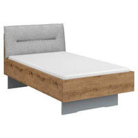 BETT 100/200 cm  in Grau, Eichefarben   - Eichefarben/Grau, Trend, Holzwerkstoff/Textil (100/200cm) - Stylife