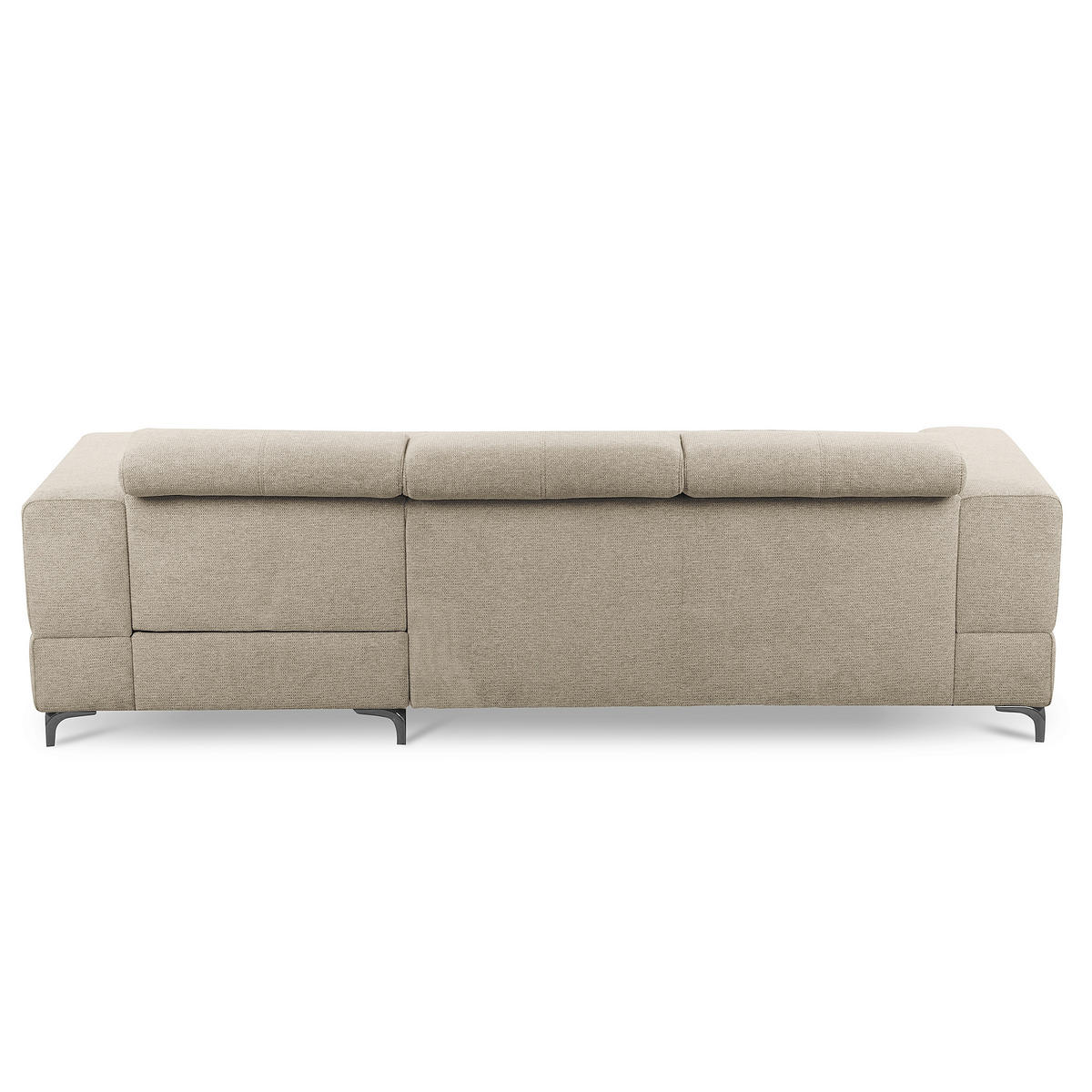 ECKSOFA TORINO Taupe Chenille Bettkasten, Kopfteilverstellung  - Taupe/Schwarzchrom, Design, Textil/Metall (247/173cm) - Livetastic