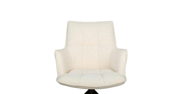 ARMLEHNSTUHL  Stoffauswahl, Sitzfläche 360° drehbar, automatische Rückholfunktion Jacquard  - Creme/Schwarz, Design, Textil/Metall (59/89.5/63cm) - Novel