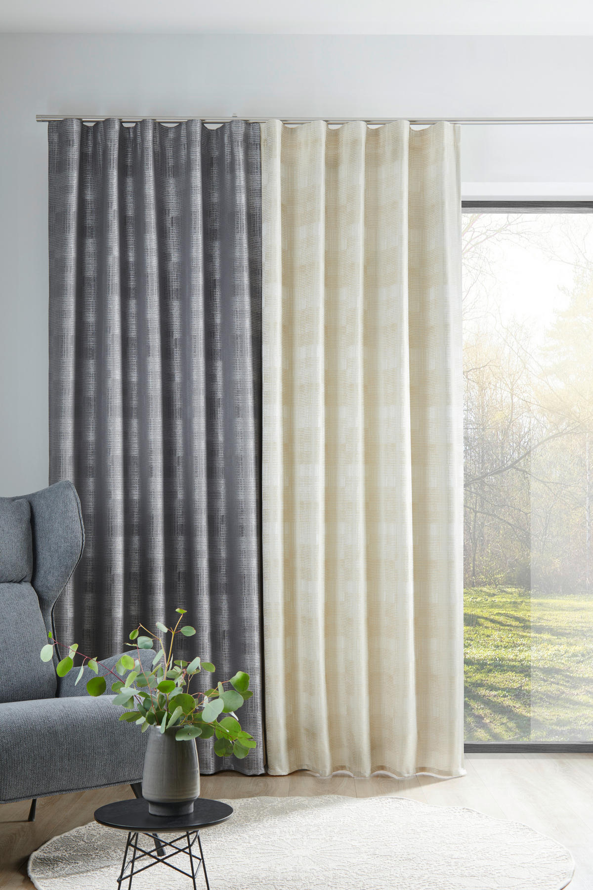 KÉSZFÜGGÖNY részben fényzáró  - natúr, Konventionell, textil (140/245cm) - Esposa