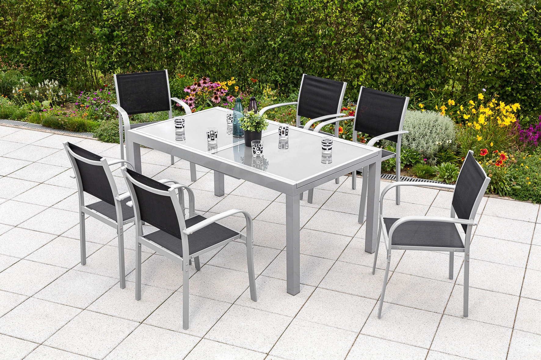 GARTENSET Aluminium  - Taupe/Silberfarben, MODERN, Textil/Metall - Gardenson