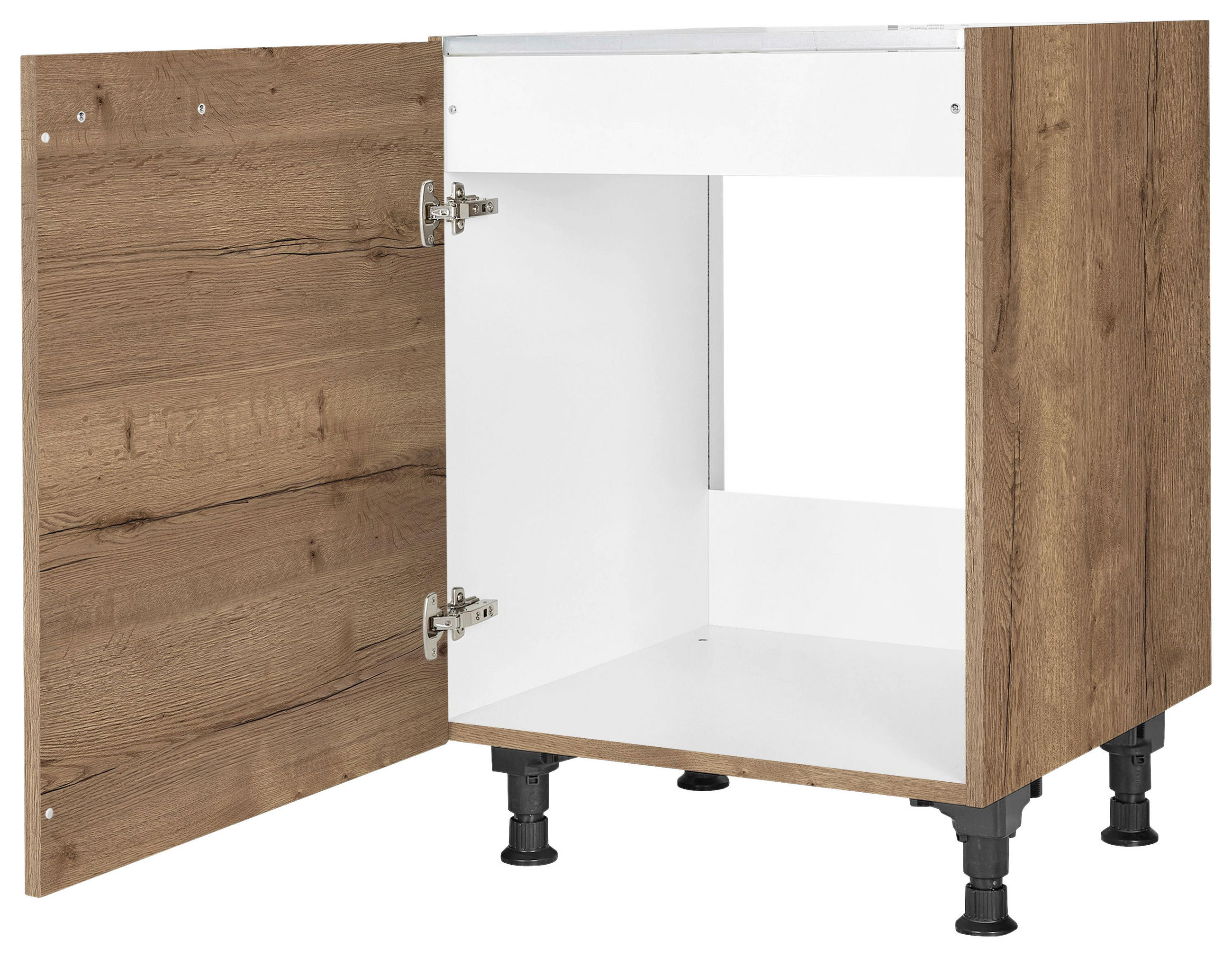SPÜLENUNTERSCHRANK 60/87/56 cm in Eiche dunkel - Eiche dunkel/Schwarz, MODERN, Holzwerkstoff/Metall (60/87/56cm) - Nobilia