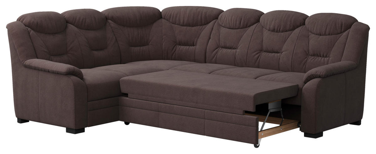 ECKSOFA Chenille Braun  - Schwarz/Braun, Basics, Kunststoff/Textil (211/263cm) - MID.YOU