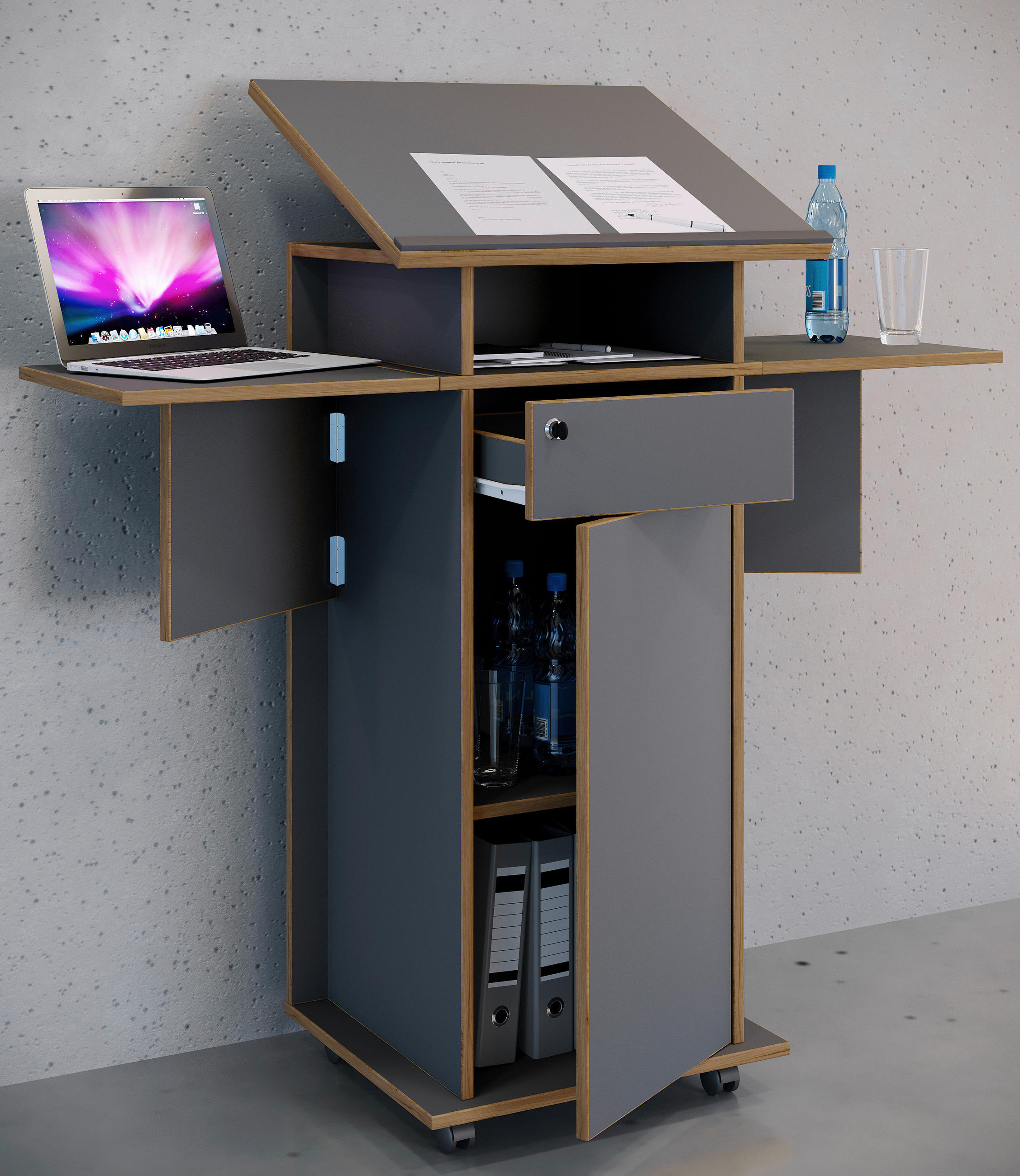 STEHPULT   - Honigeiche/Anthrazit, Design, Holzwerkstoff (123/128/44cm) - MID.YOU