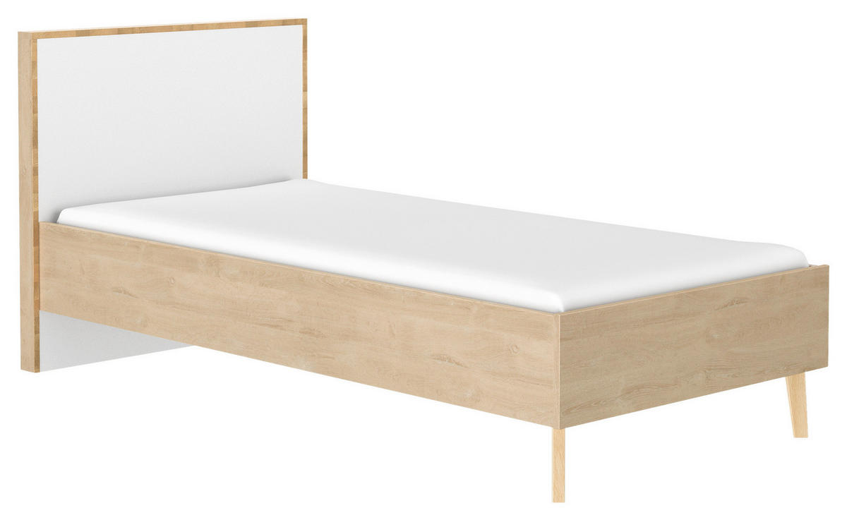 BETT 90/200 cm  in Eichefarben   - Weiss/Eichefarben, Modern, Holz/Holzwerkstoff (90/200cm) - MID.YOU