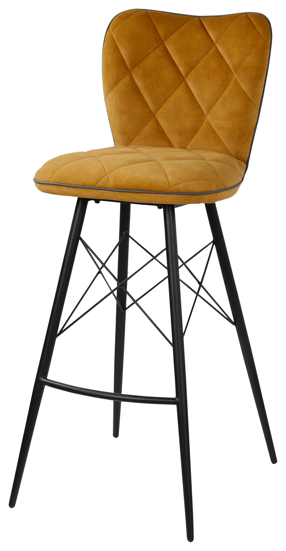BARSKI STOL, rumena  - rumena/črna, Design, kovina/tekstil (44/107/53cm) - Hom`in