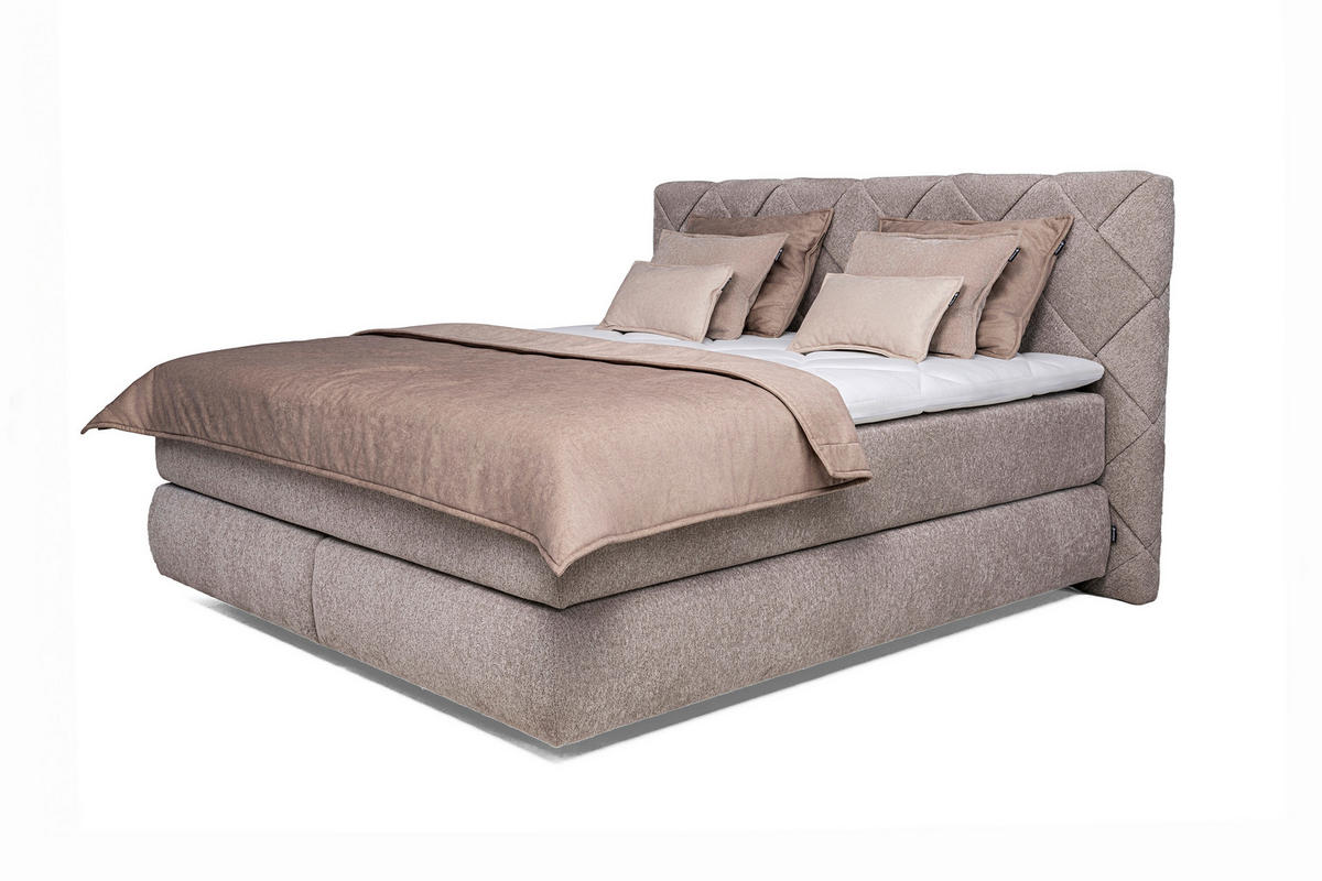 KONTINENTALSÄNG 180/200 cm,  in mocca, bäddmadrass, H2 = medelfast  - svart/mocca, Design, trämaterial/trä (180/200cm) - Visionight