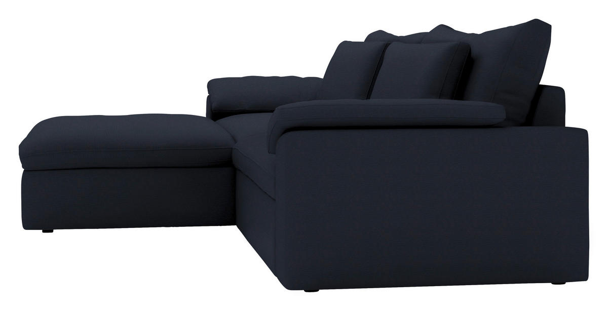 ECKSOFA  Chenille Dunkelblau  - Schwarz/Dunkelblau, Modern, Kunststoff/Textil (198/306cm) - Carryhome