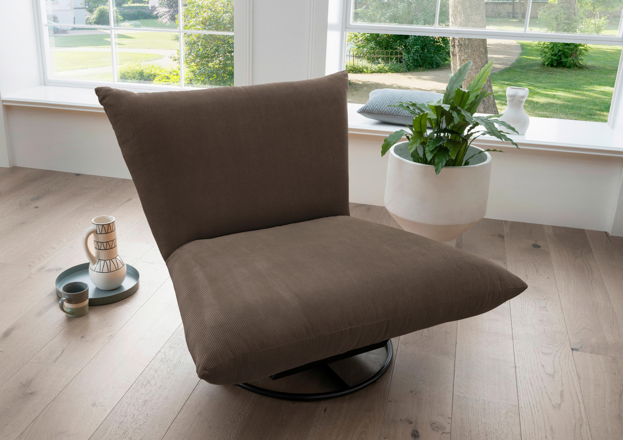 Relaxsessel in Textil Braun  - Schwarz/Braun, Design, Textil/Metall (100/78/96cm) - Livetastic