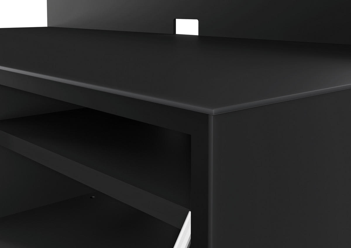 TV-ELEMENT - Chromfarben/Schwarz, MODERN, Glas/Holzwerkstoff (125,5/53,5/57cm) - Musterring