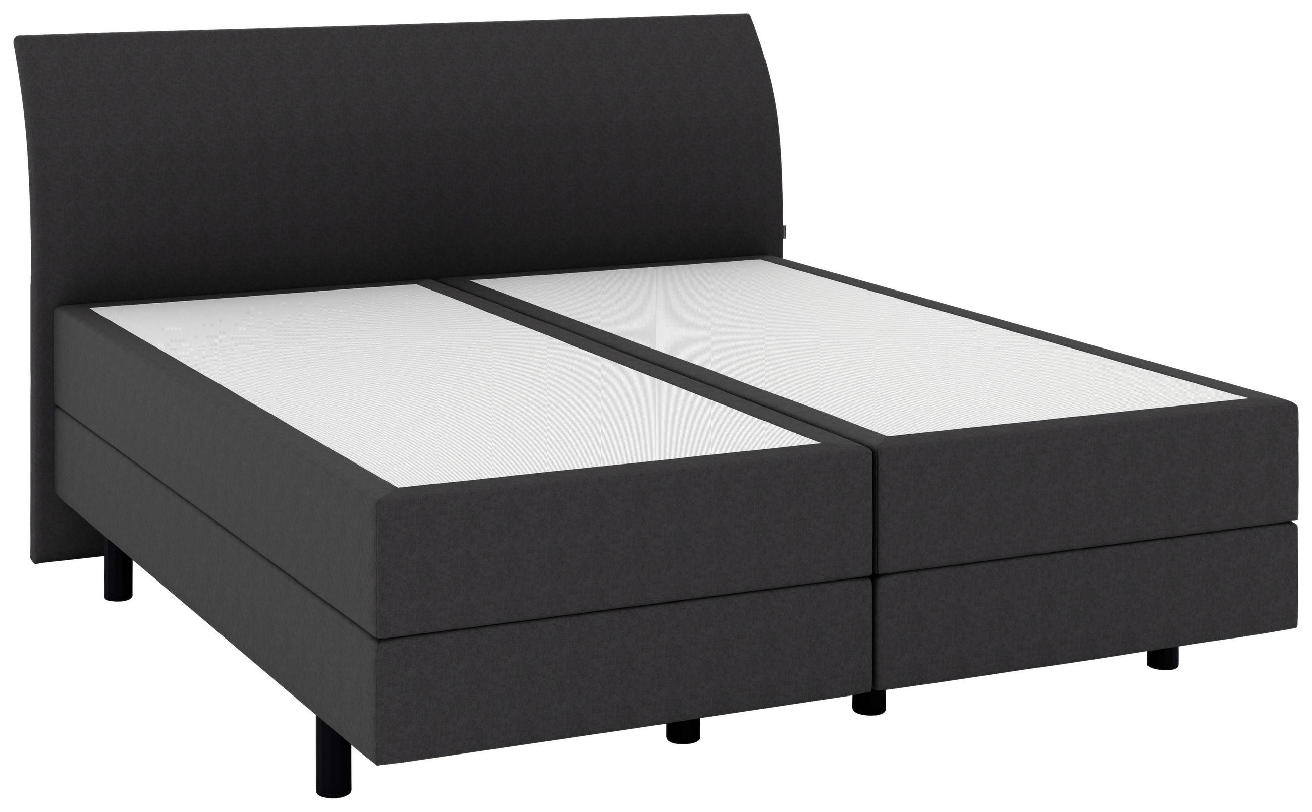 BOXSPRINGBETT 180/200 cm,  in Anthrazit, gepolstertes Kopfteil, Matratzen, H2 + H4 = mittel + sehr fest  - Anthrazit/Schwarz, KONVENTIONELL, Kunststoff/Textil (180/200cm) - Musterring