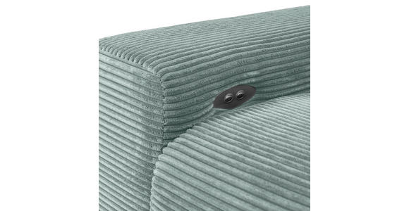 ECKSOFA  in Cord Mintgrün Rücken echt, Sitzvorzug  295/165 cm  - Schwarz/Mintgrün, KONVENTIONELL, Textil/Metall (295/165cm) - Carryhome