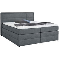 BOXSPRINGBETT 140/200 cm,  in Blaugrau, Matratze, Bettkasten, Topper, H3 + H4 = fest + sehr fest  - Blaugrau/Schwarz, KONVENTIONELL, Kunststoff/Textil (140/200cm) - Carryhome