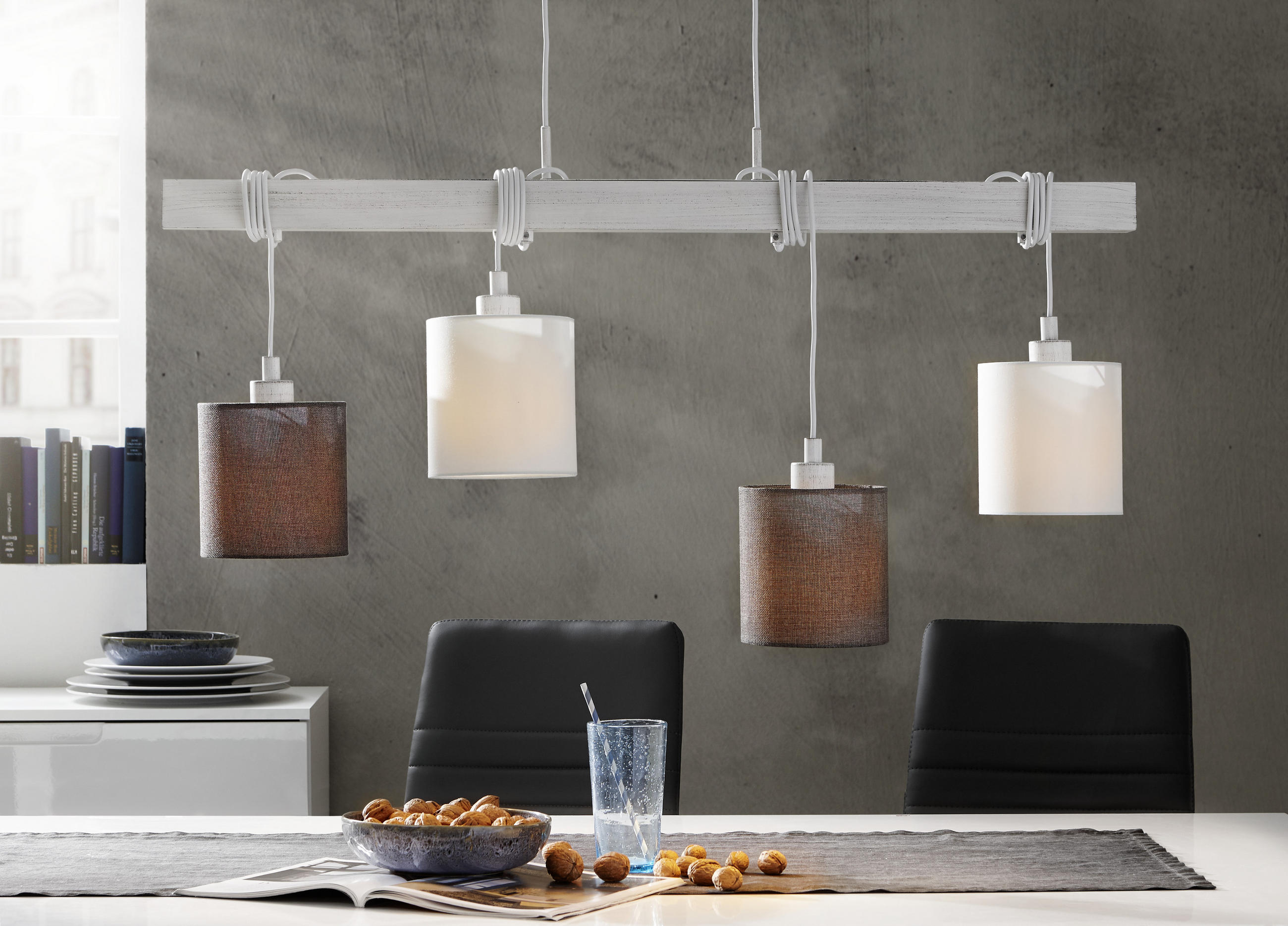 LAMPĂ SUSPENDATĂ 100/15/110 cm  - maro/alb, Lifestyle, lemn/metal (100/15/110cm)
