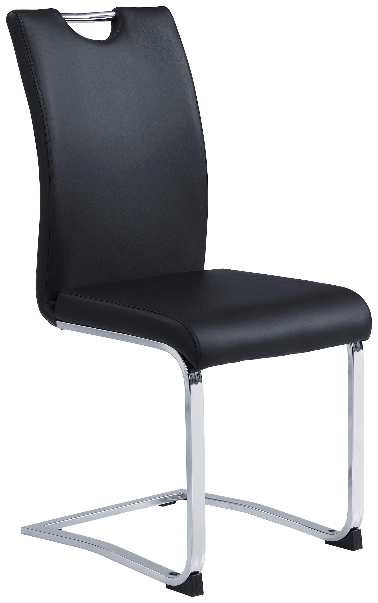SCAUN BUCATARIE din metal, textil negru, culoare crom