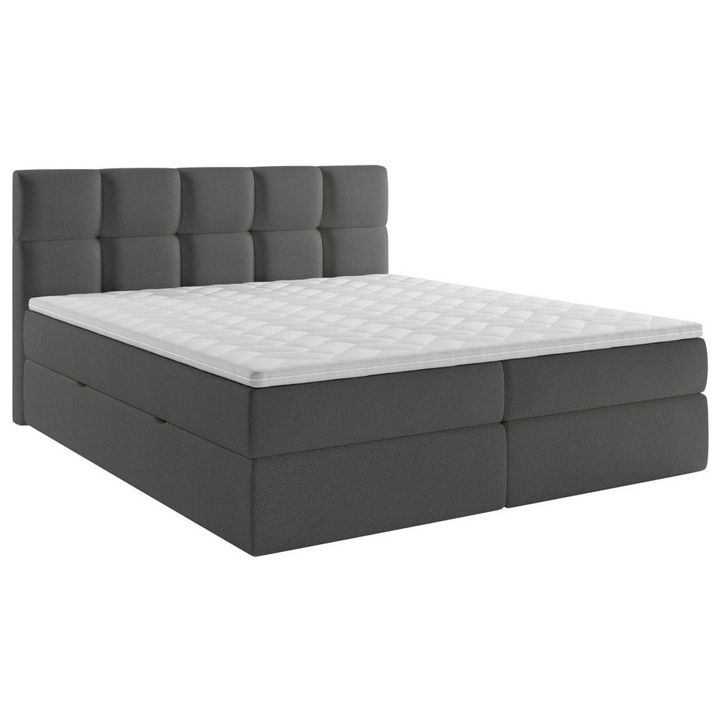 Thumbnail - Mid.you Boxbett, Dunkelgrau, Holz, Textil, H3, Höhe ca. 19 cm, 200x220 cm, Bettkasten, gepolstertes Kopfteil, Stoffauswa...