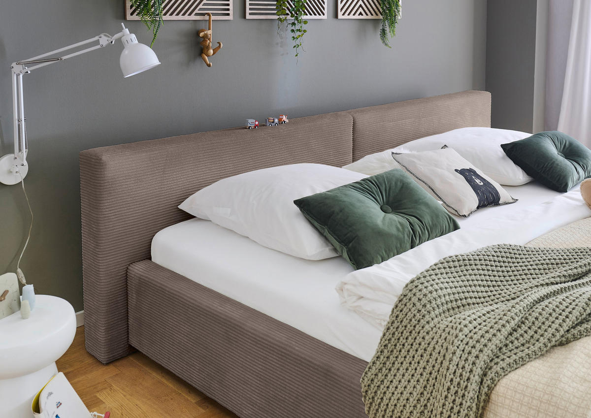 POLSTERBETT 240/200 cm,  in Taupe, Lattenrost, Bettkasten,  - Taupe, Basics, Holz/Textil (240/200cm) - Boxxx