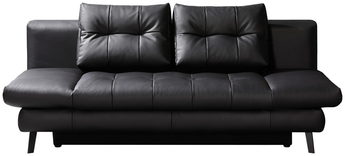 SCHLAFSOFA Echtleder Schwarz  - Schwarz, Design, Leder/Metall (209/94/94cm) - Novel